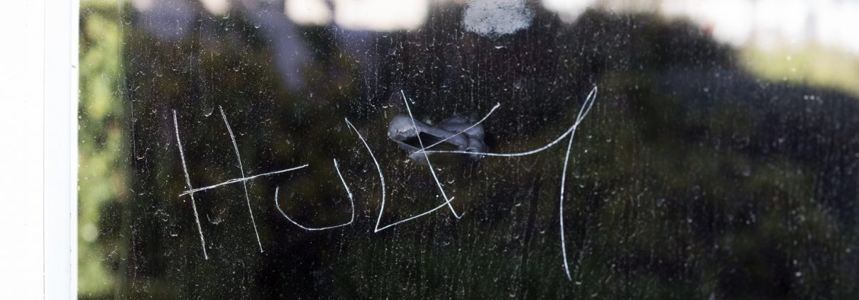 Window graffiti removal (Deep scratches) by Glass Savers (Before)