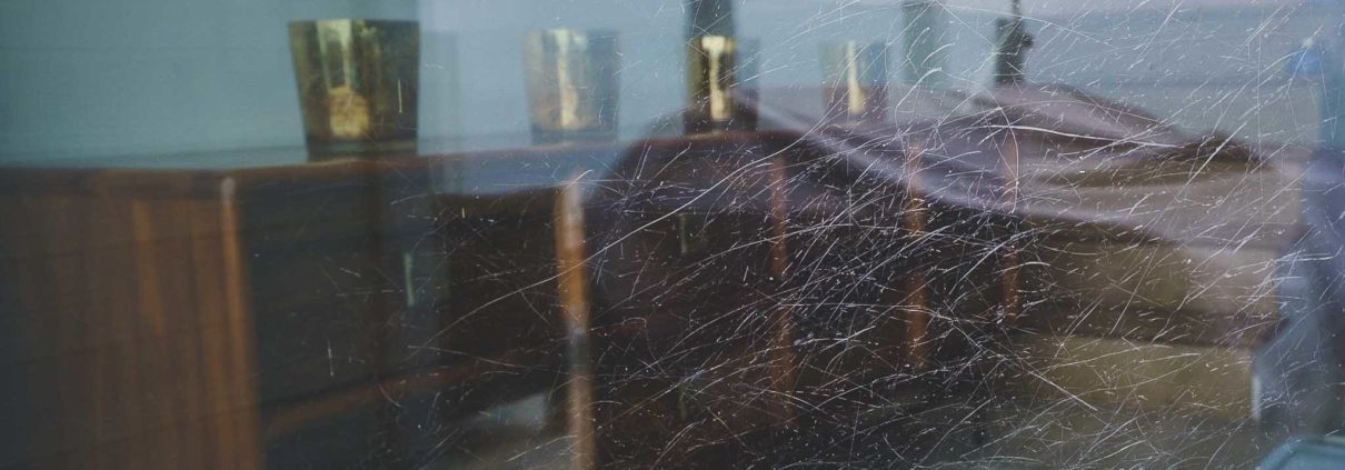 scratched glass before